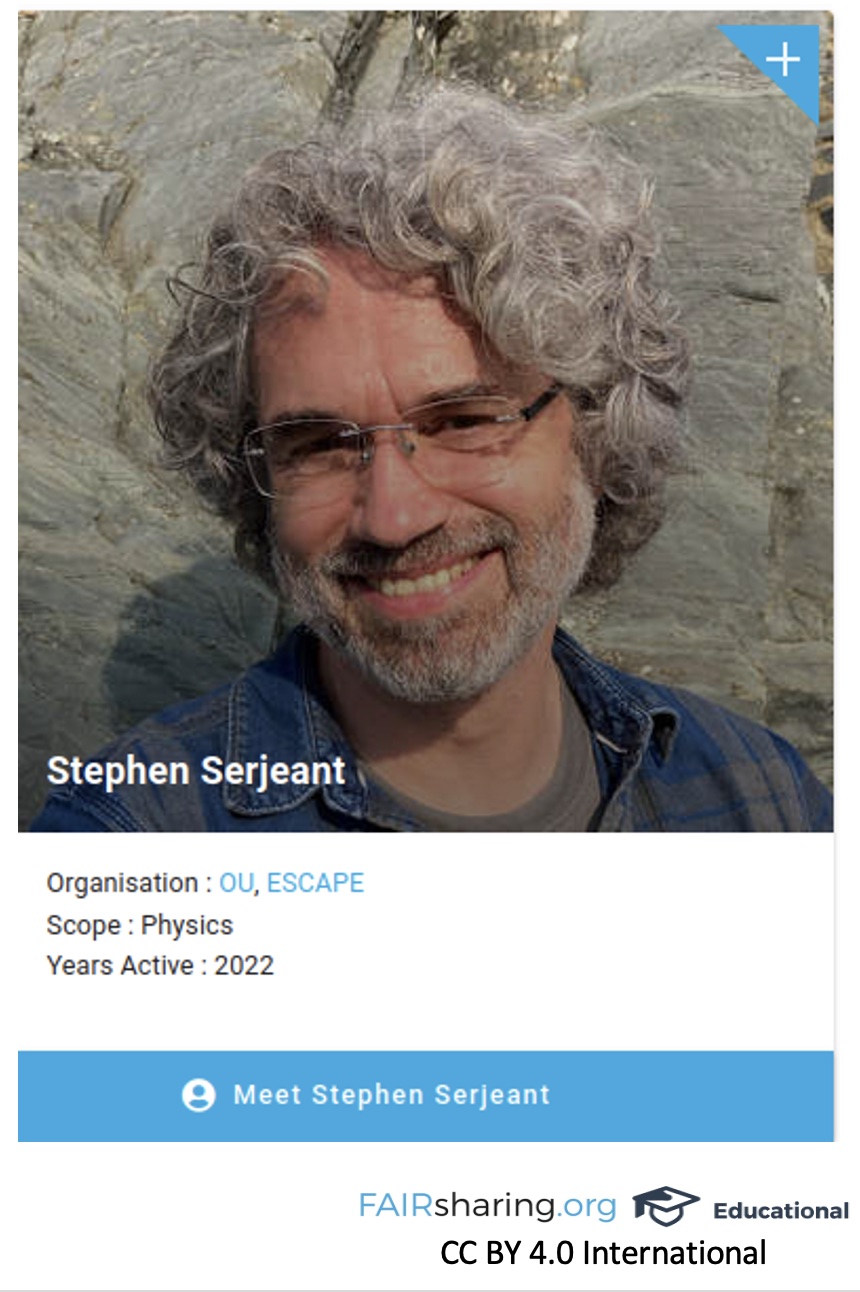 Stephen Serjeant FAIRsharing profile
