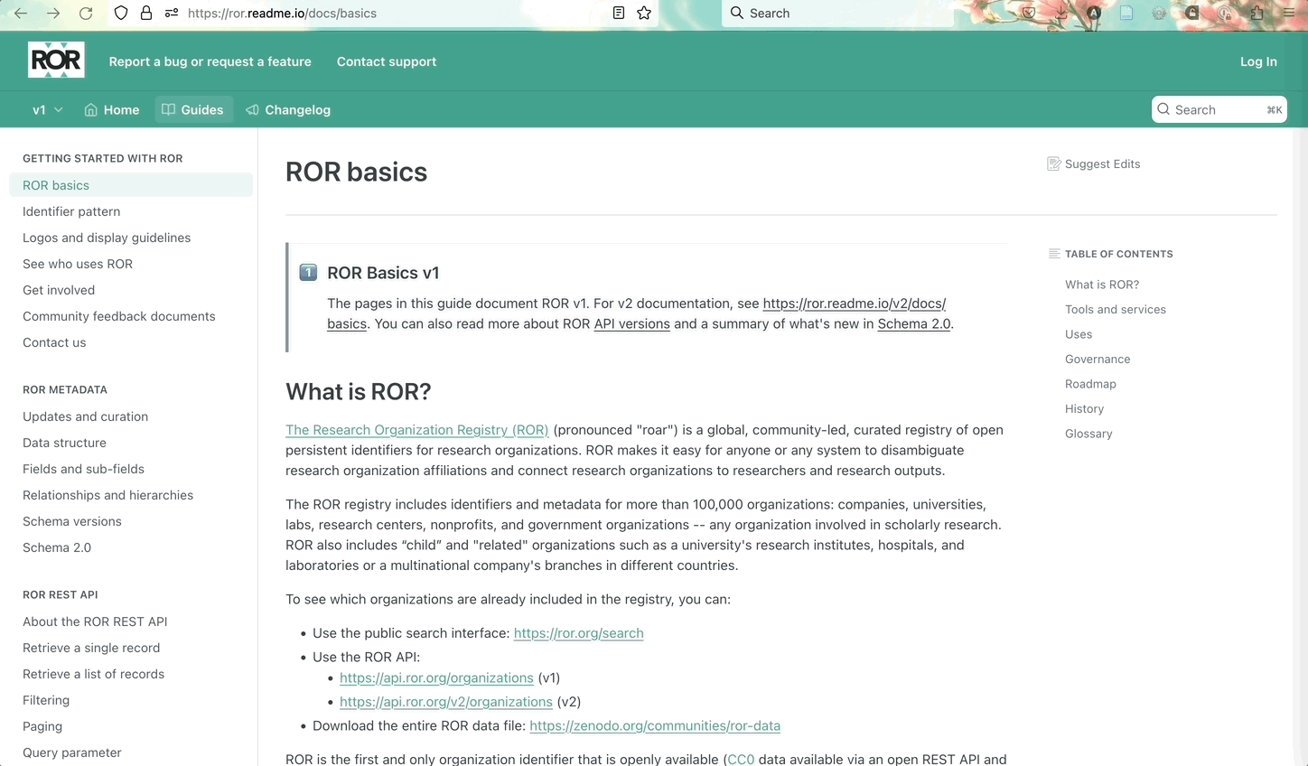 How to switch between version 1 and version 2 of ROR documentation
